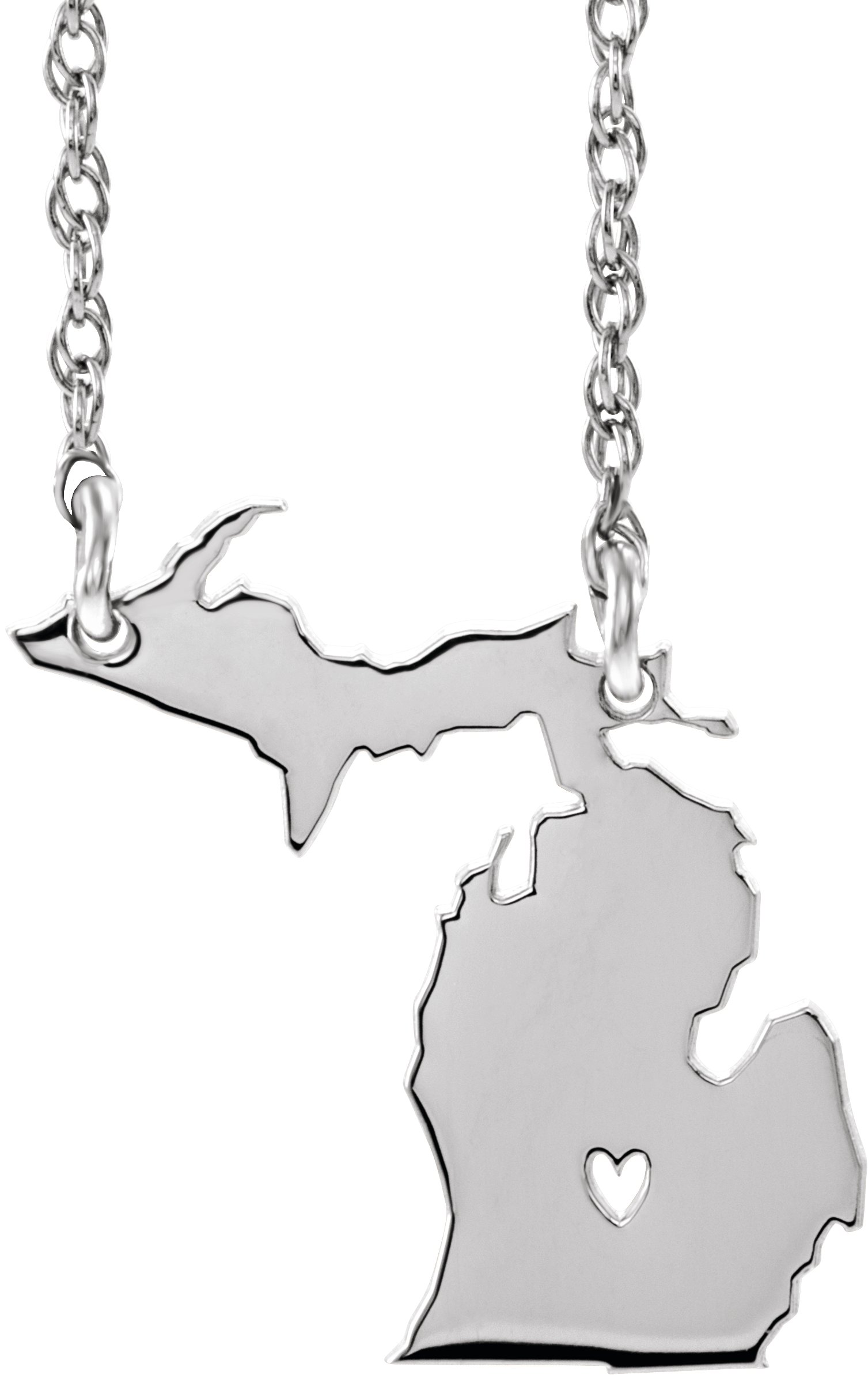Engravable State with Heart-Pierced City Necklace