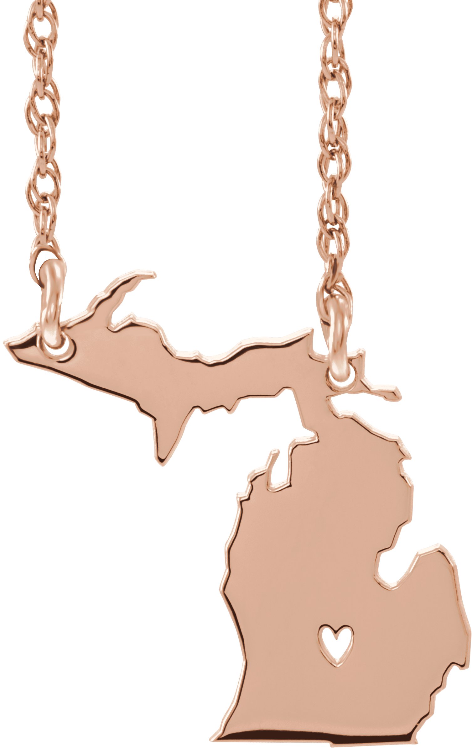 Engravable State with Heart-Pierced City Necklace