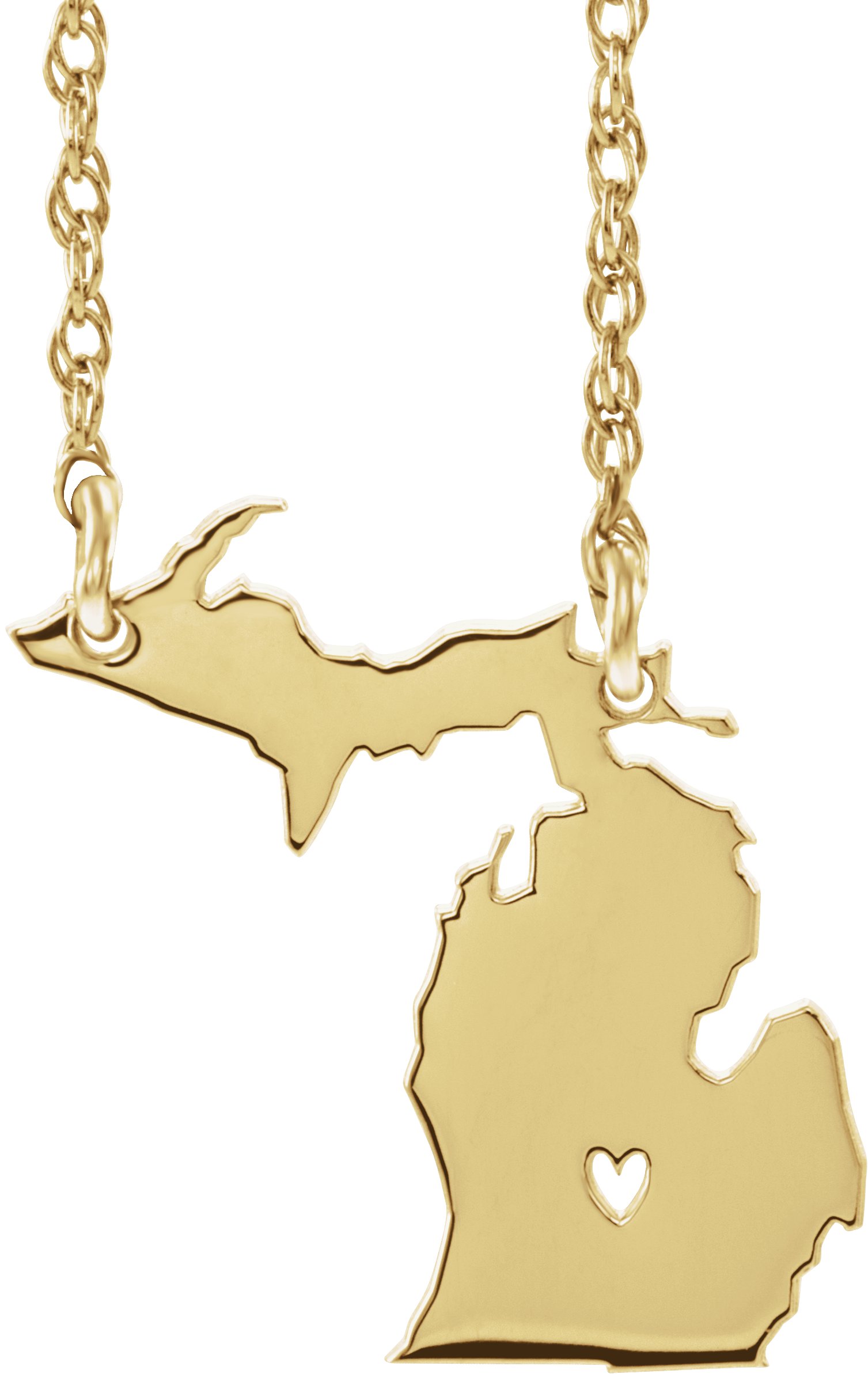Engravable State with Heart-Pierced City Necklace