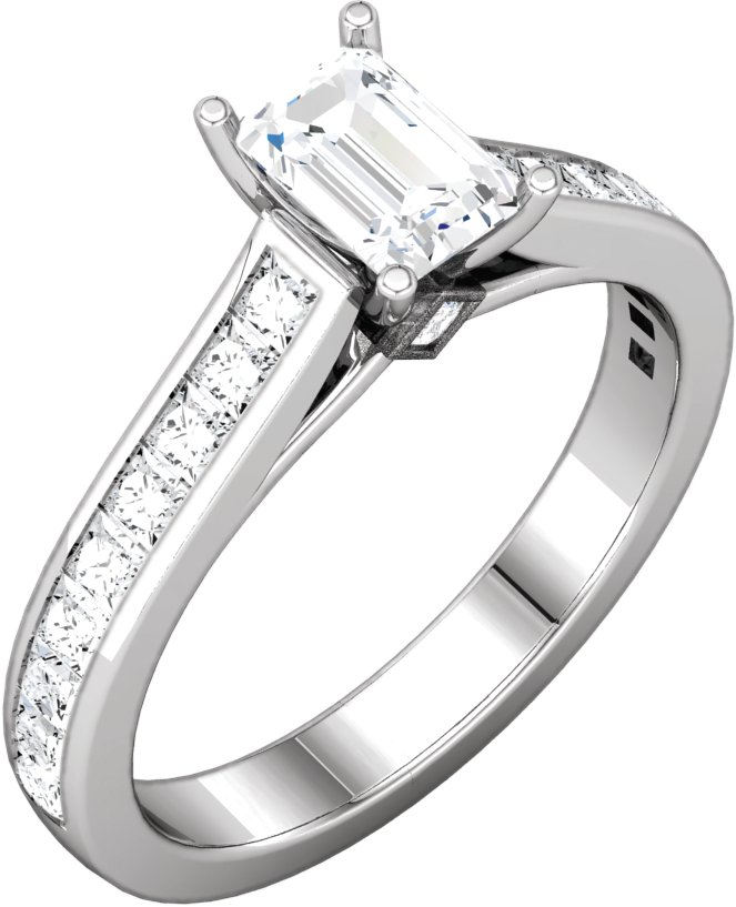 Platinum 8x5 mm Emerald 5/8 CTW Natural Diamond Semi-Set Engagement Ring