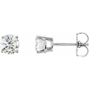 Sterling Silver 5 mm Imitation White Cubic Zirconia Stud Earrings with Friction Post