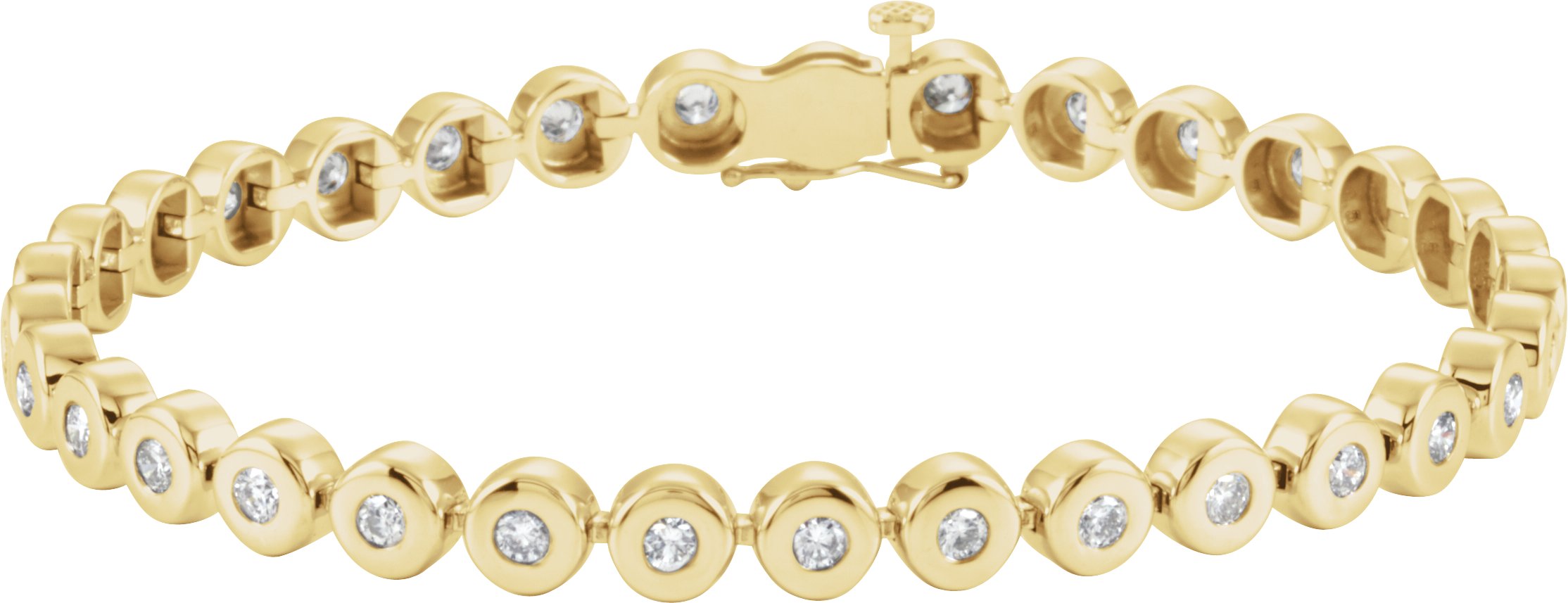 14K Yellow 2 CTW Natural Diamond Bezel-Set Line 7" Bracelet