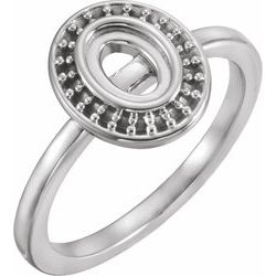 71821 / Neosadený / Sterling Silver / Oval / 7 X 5 Mm / Poliert / Halo-Style Ring Mounting