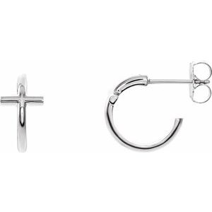 Sterling Silver 11.8 mm Cross Hoop Earrings