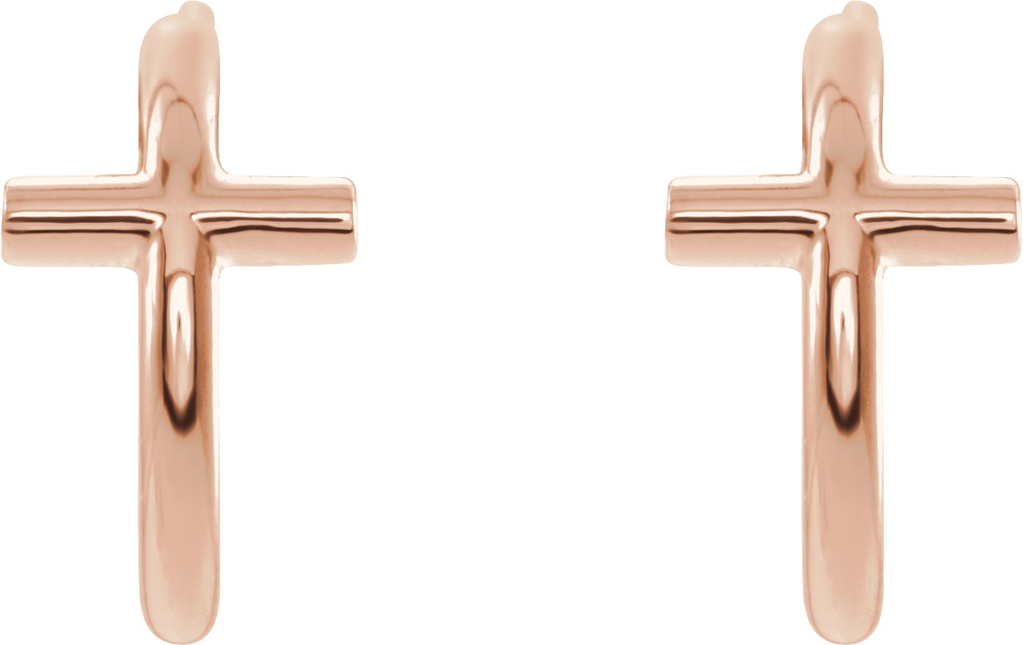 14K Rose 11.8 mm Cross Hoop Earrings