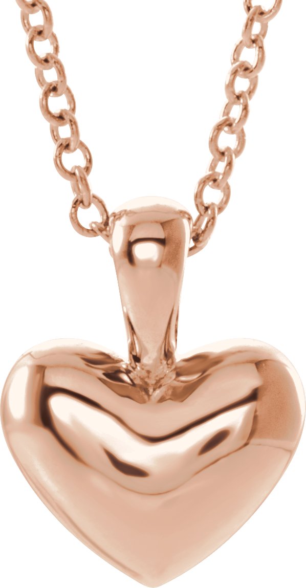 14K Rose Youth Heart 15" Necklace