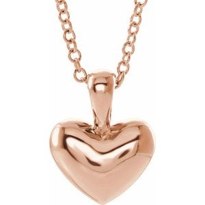 14K Rose Youth Heart 15" Necklace