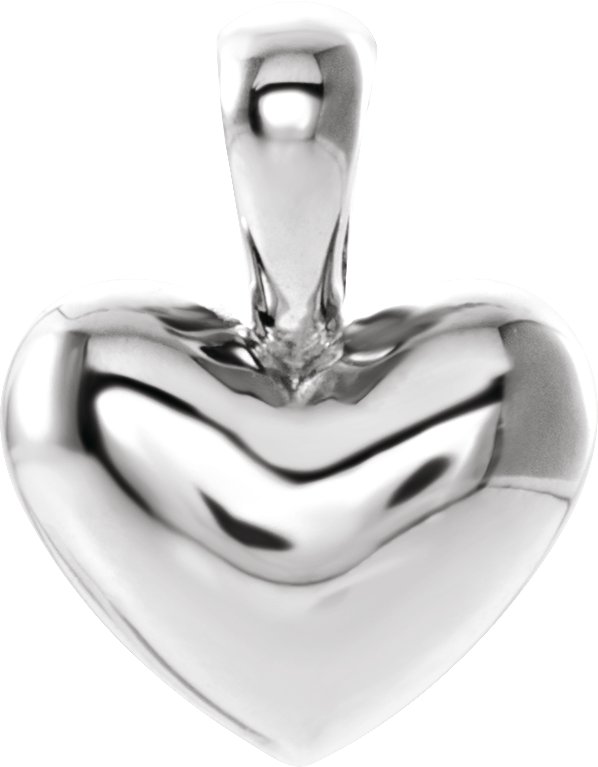 14K White 10.6x8.3 mm Youth Heart Pendant