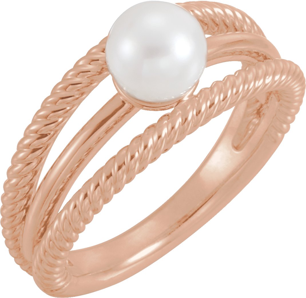 14K Rose Freshwater Cultured Pearl Ring