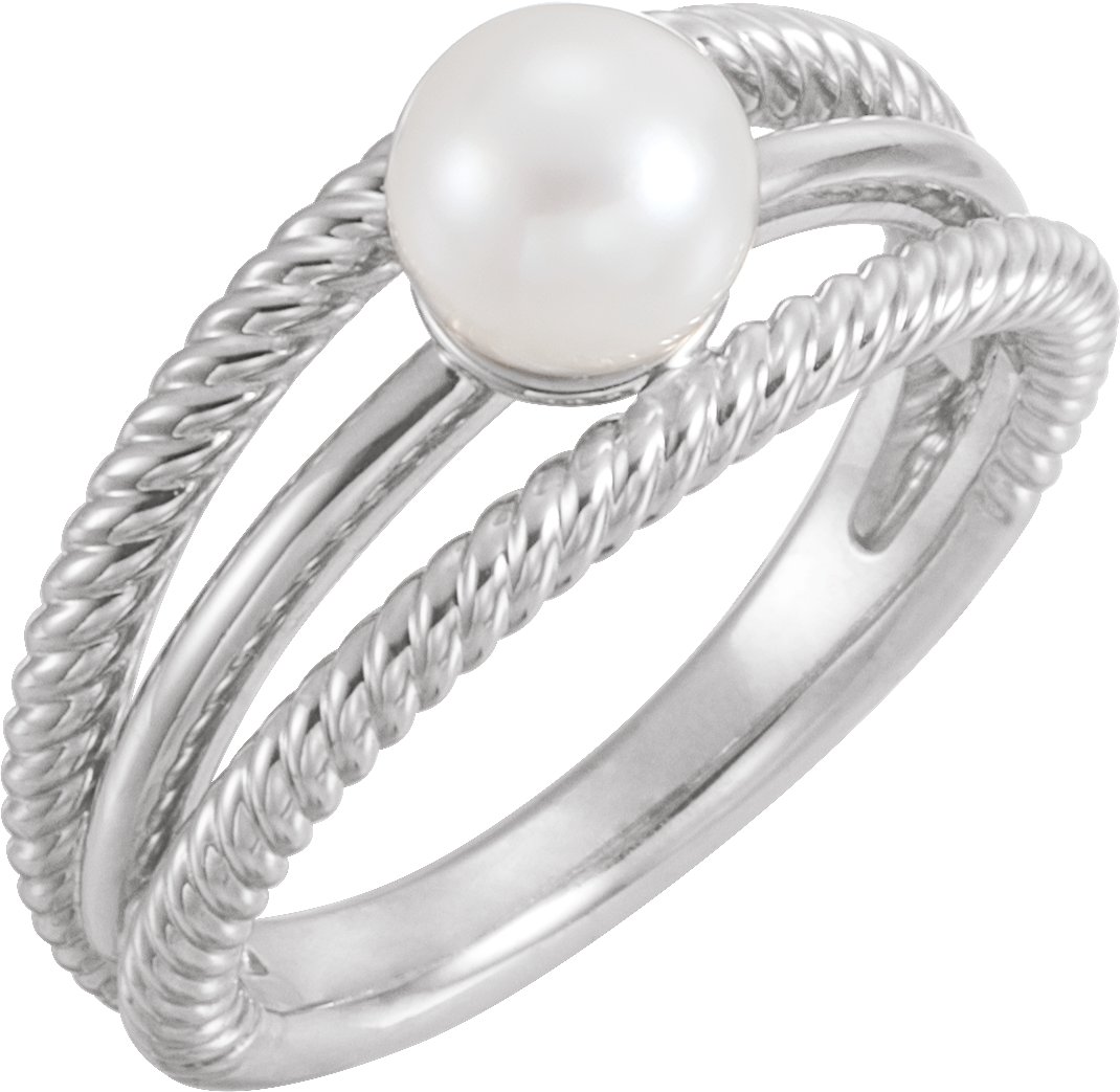 14K White Freshwater Cultured Pearl Ring