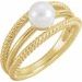 14K Yellow Cultured White Freshwater Pearl Negative Space Ring