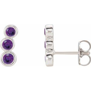 Sterling Silver Natural Amethyst Ear Climbers
