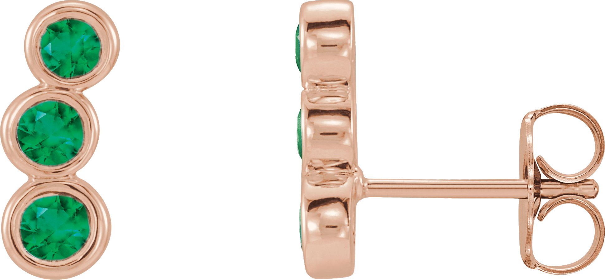 14K Rose Emerald Ear Climbers Ref 14072348