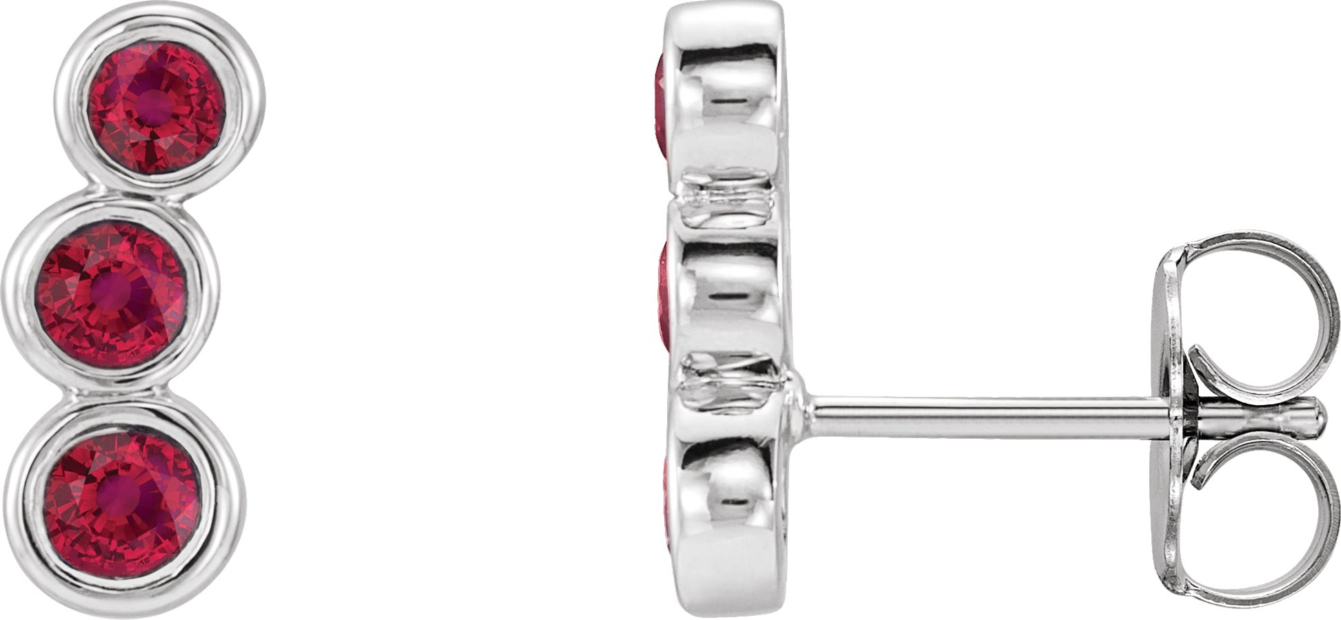 Platinum Chatham Created Ruby Ear Climbers Ref 14072374