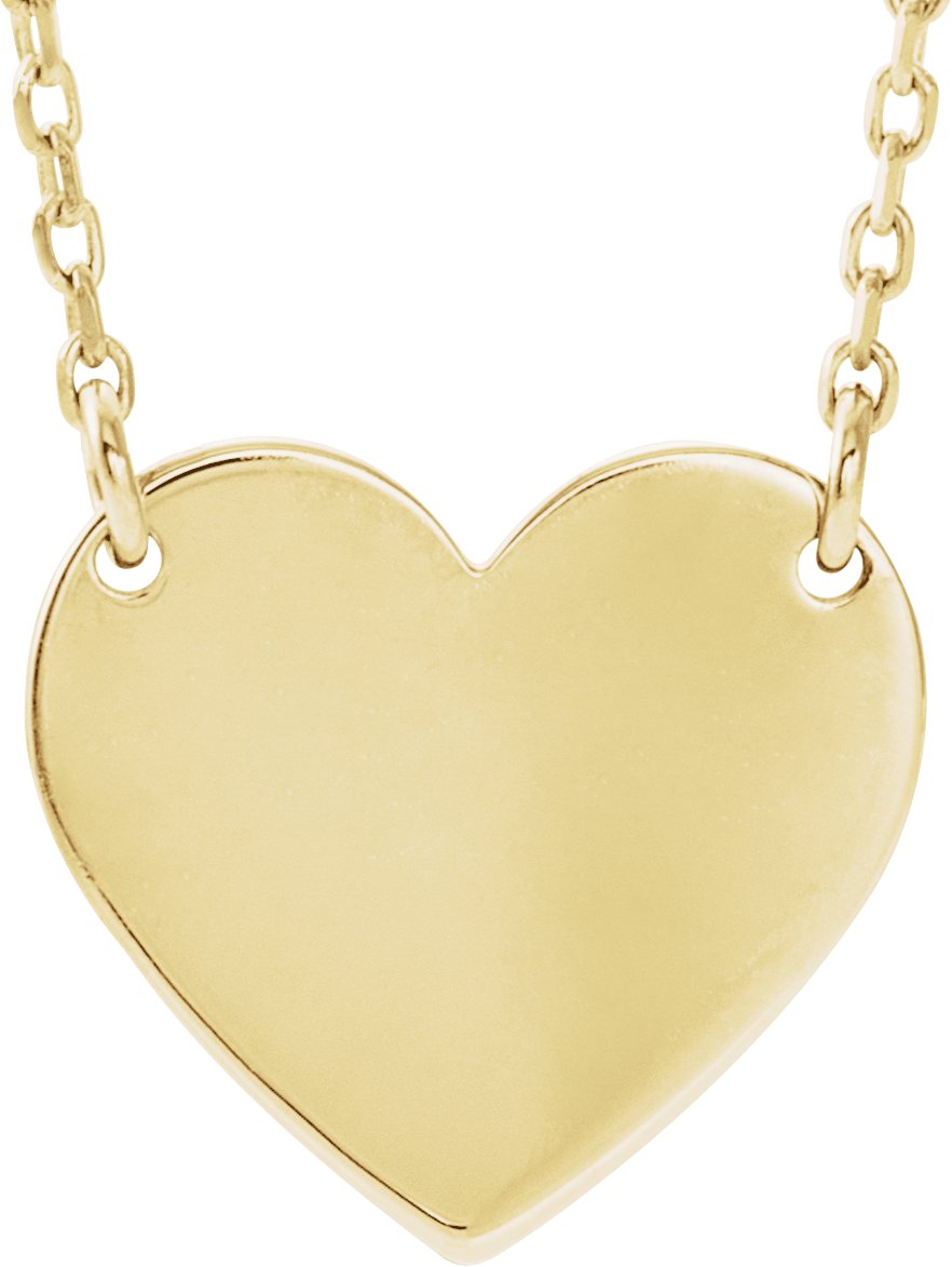 18K Yellow Gold-Plated Sterling Silver Engravable Heart 16-18" Necklace