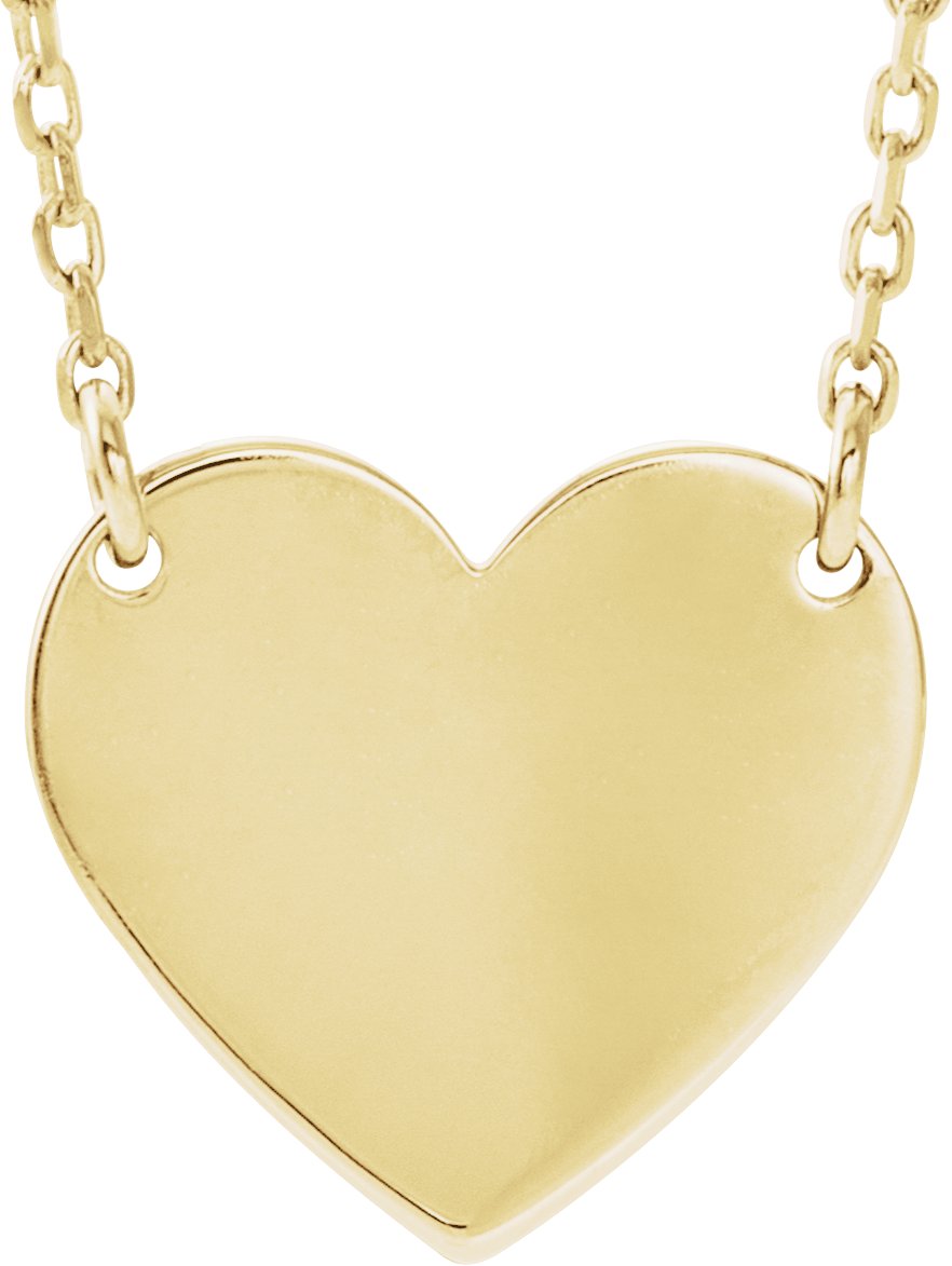 18K Yellow Gold-Plated Sterling Silver Engravable Heart 16-18 Necklace