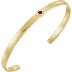 14K Yellow Ruby Cuff 6" Bracelet