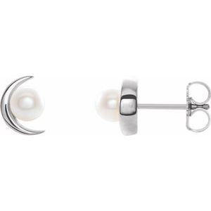Sterling Silver Cultured White Freshwater Pearl Earrings