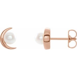 14K Rose Cultured Freshwater Pearl Earrings