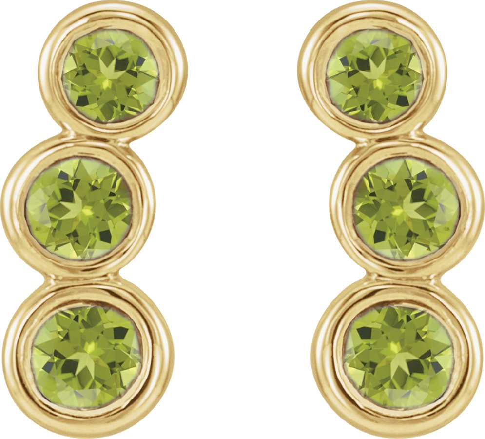 14K Yellow Peridot Ear Climbers        