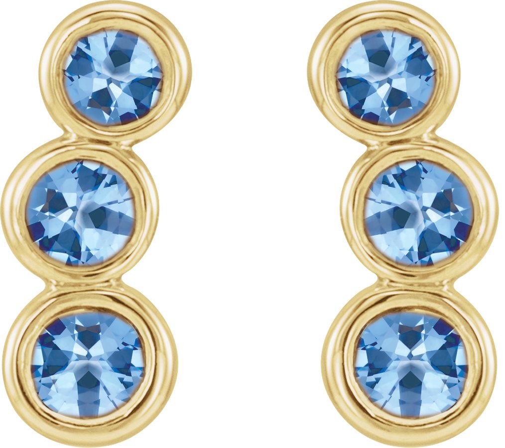 14K Yellow Aquamarine Ear Climbers    