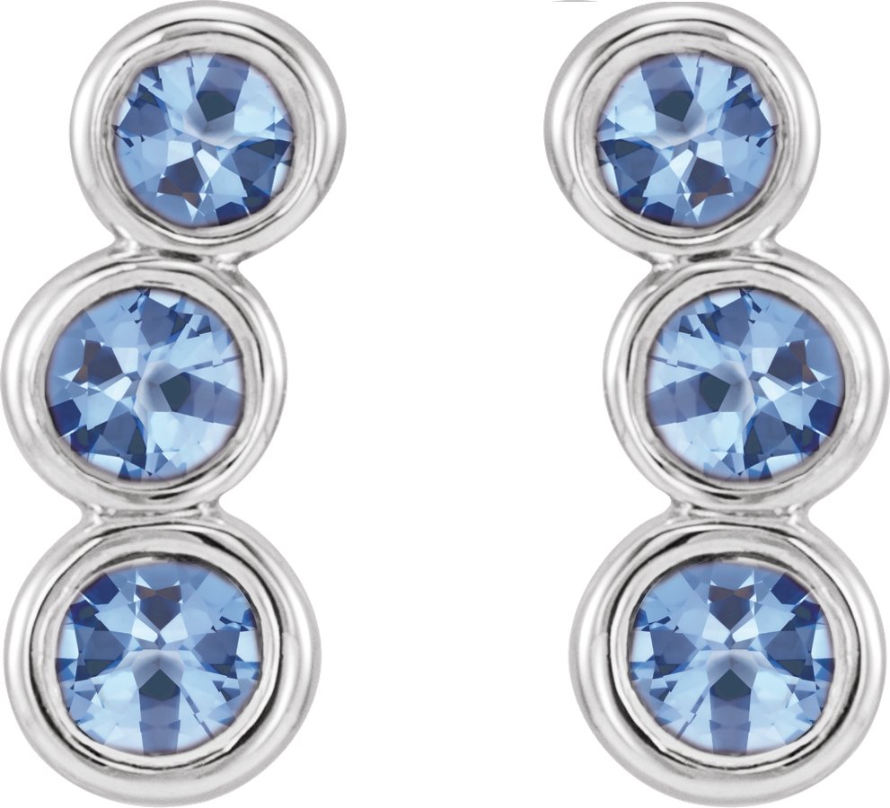 14K White Aquamarine Ear Climbers    