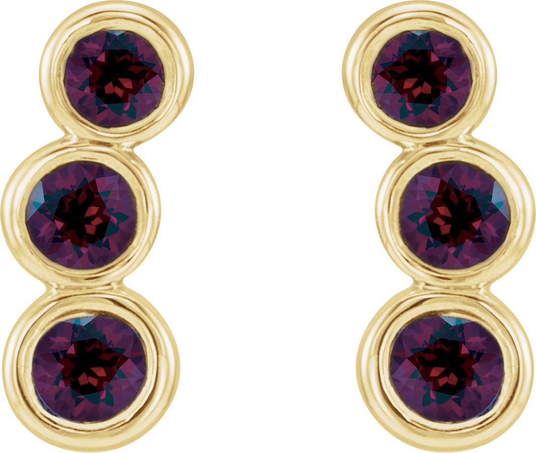 14K Yellow Mozambique Garnet Ear Climbers   