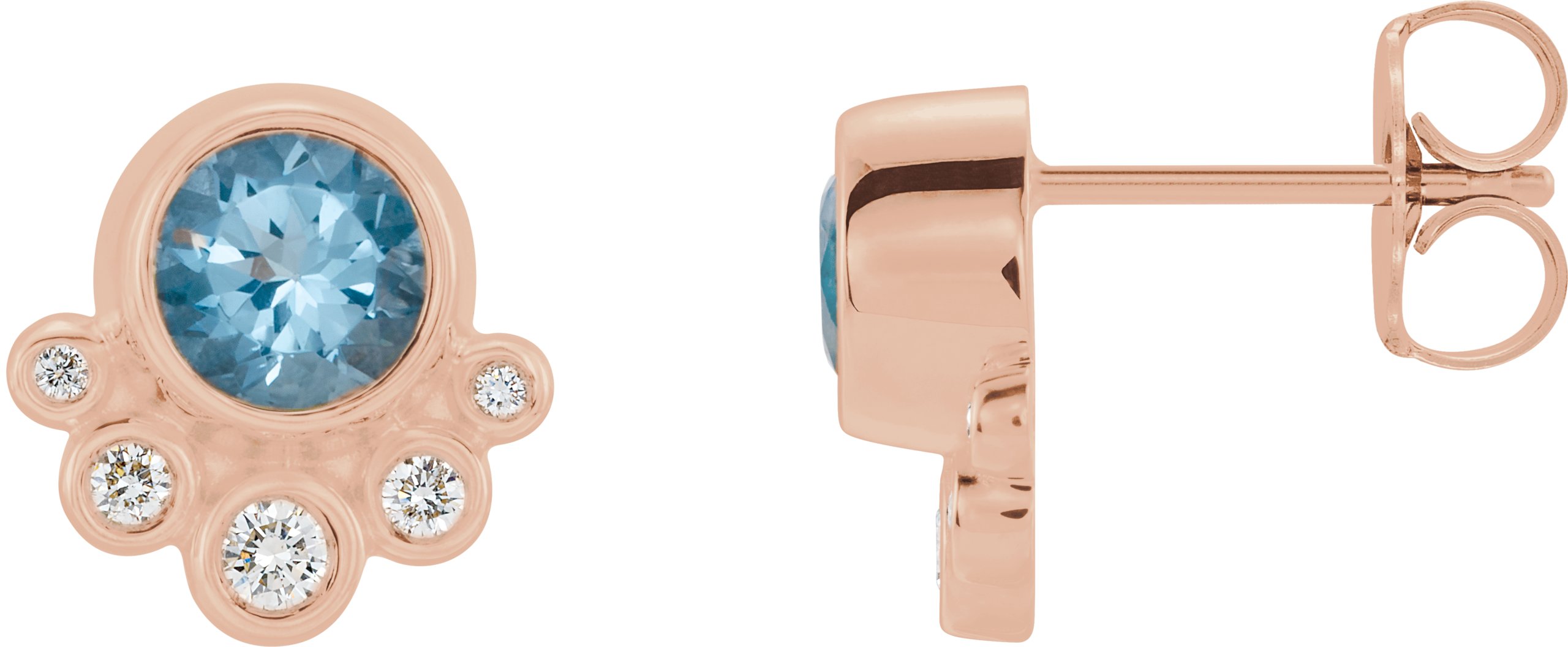 14K Rose Aquamarine & 1/8 CTW Diamond Earrings  