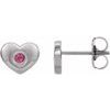 Sterling Silver Pink Tourmaline Heart Earrings Ref. 14097789