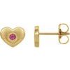14K Yellow Pink Tourmaline Heart Earrings Ref. 14097786