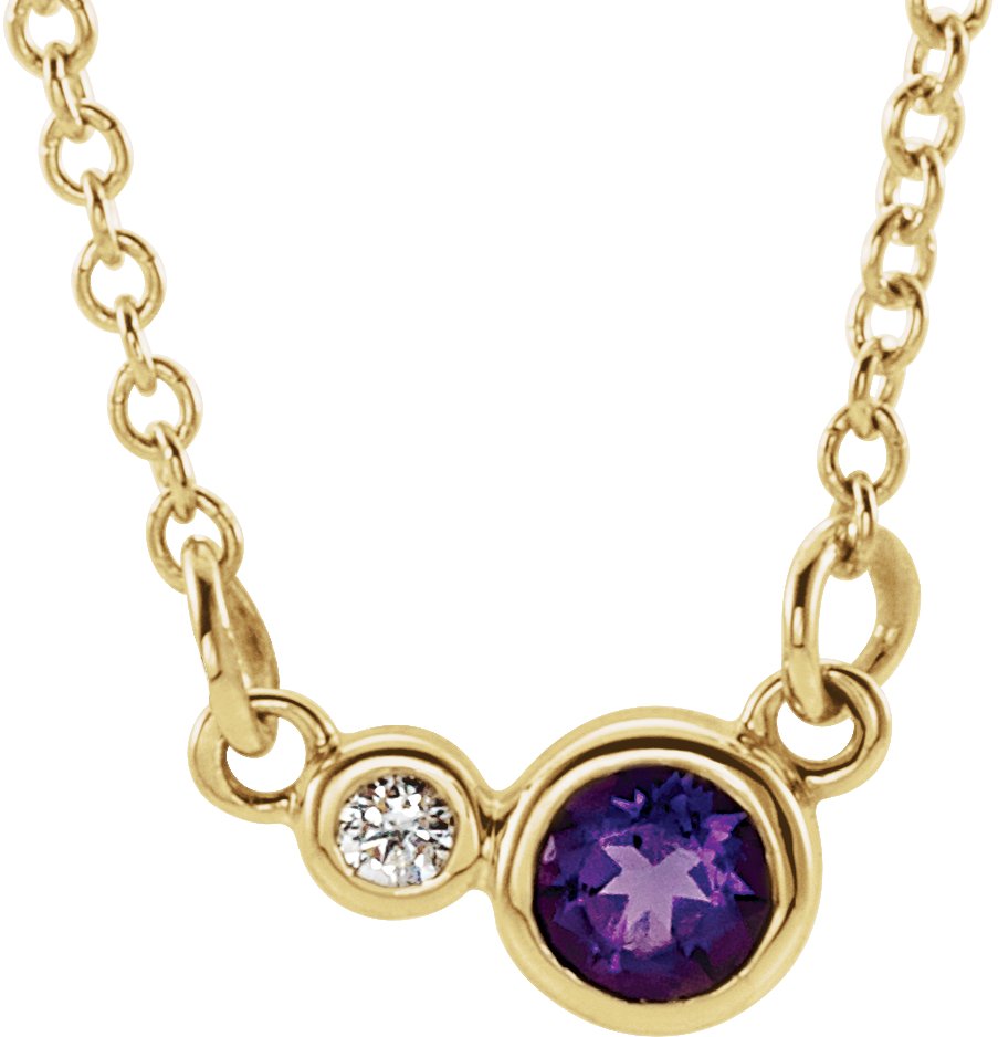 14K Yellow Natural Amethyst & .06 CTW Natural Diamond 18 Necklace 