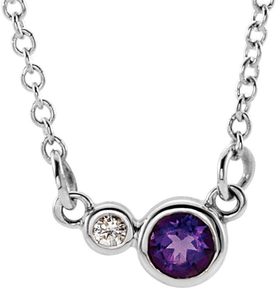 Sterling Silver Natural Amethyst & .02 CTW Natural Diamond 18" Necklace 