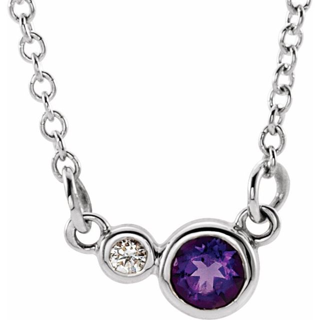 Sterling Silver Natural Amethyst & .02 CTW Natural Diamond 18" Necklace 