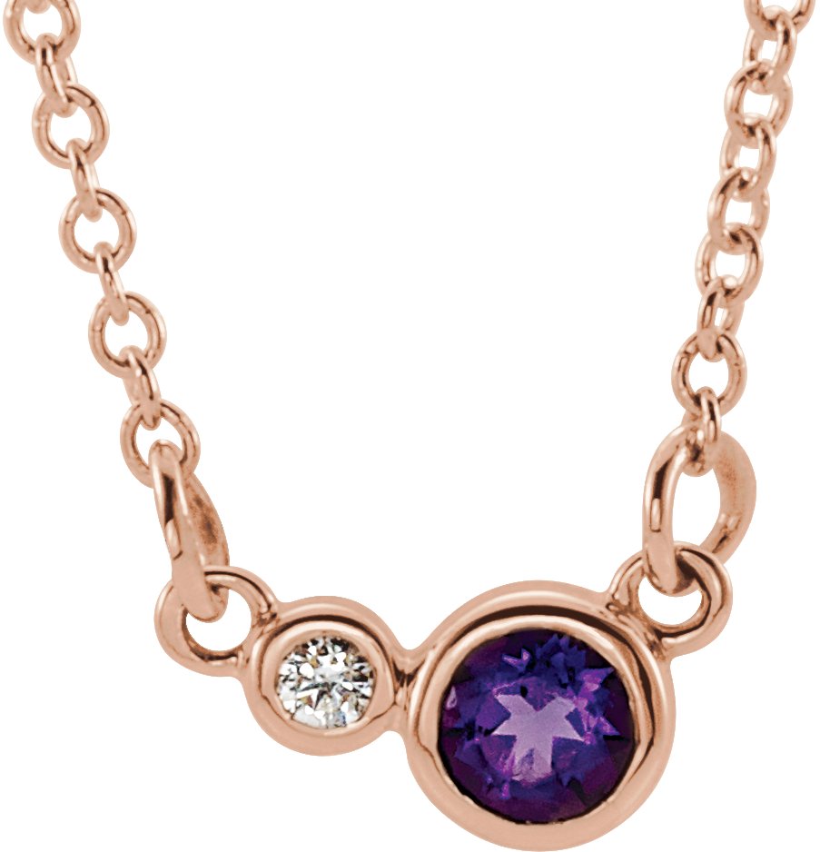 14K Rose Amethyst & .02 CTW Diamond 18" Necklace        