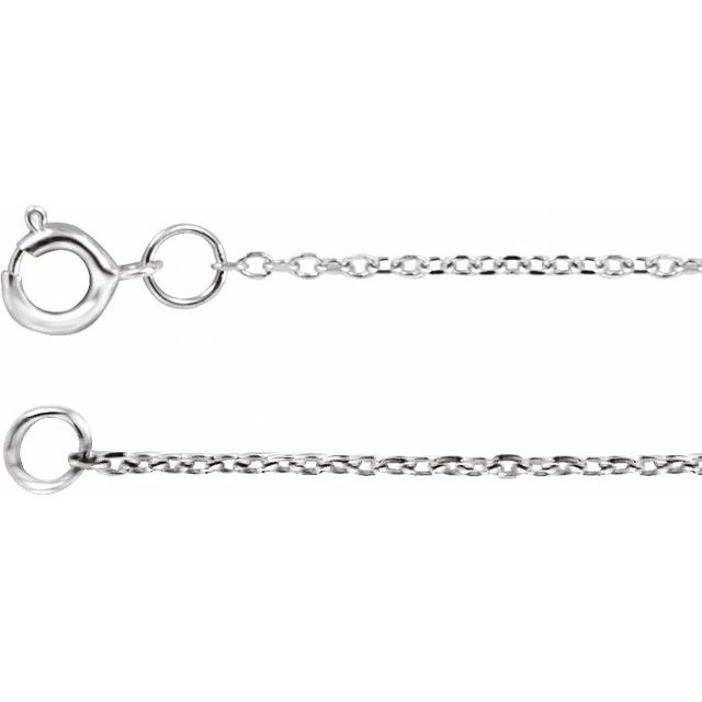Rhodium-Plated Sterling Silver 1 mm Adjustable Diamond-Cut Cable Chain 6 1/2-7 1/2" Bracelet