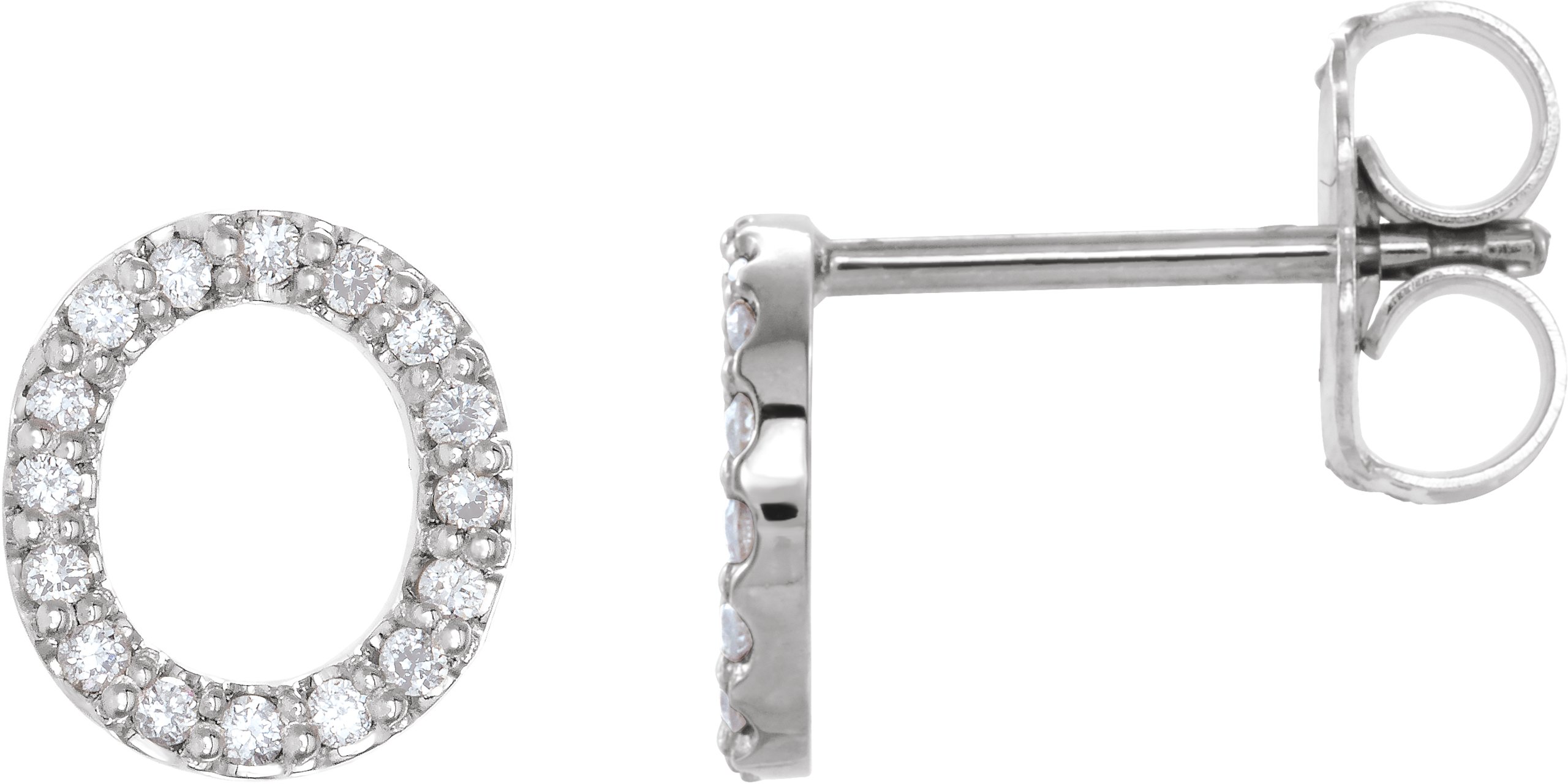 Platinum 1/8 CTW Natural Diamond Initial O Earrings