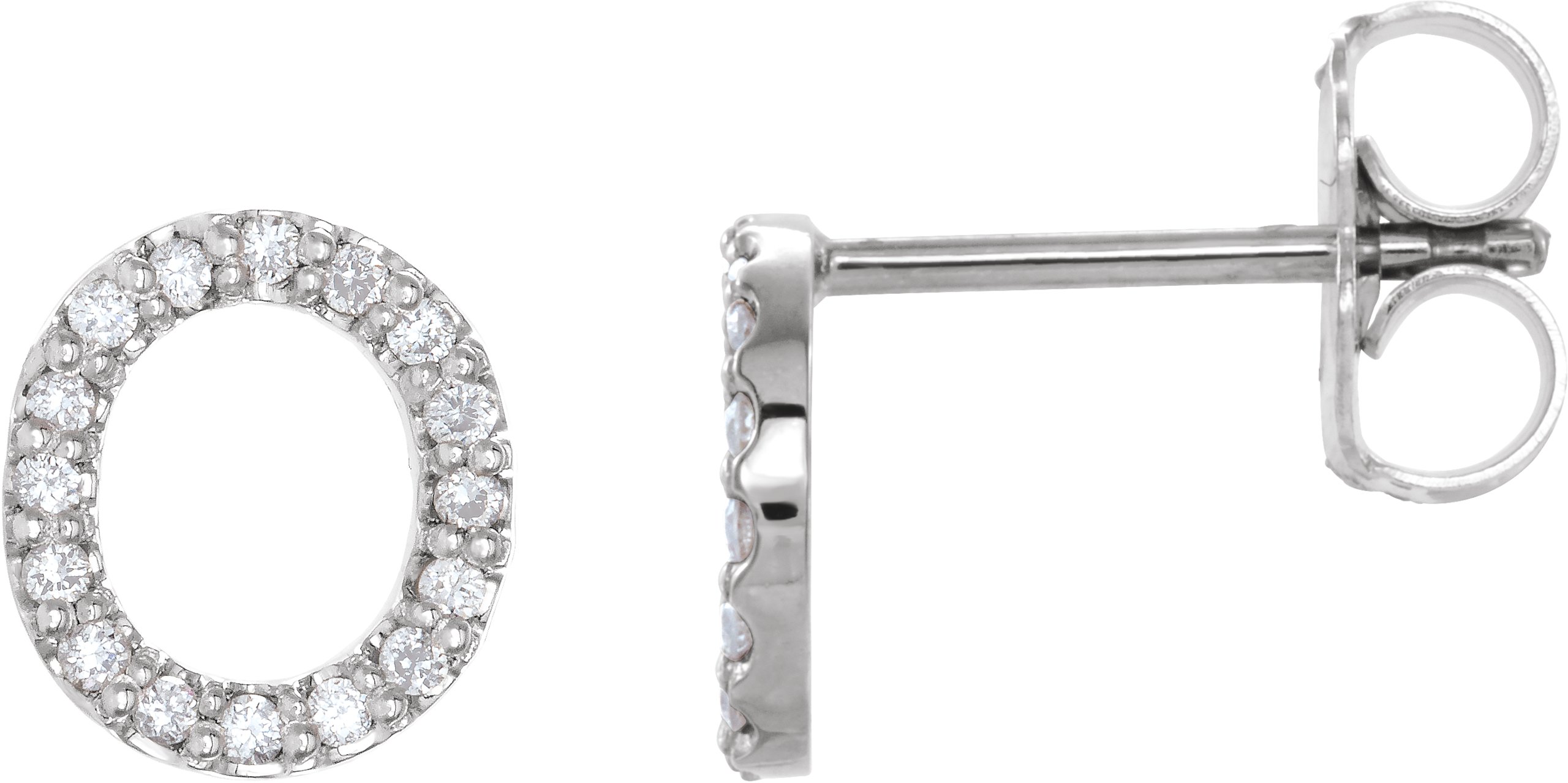 14K White .07 CTW Diamond Single Initial O Earring Ref. 14383363