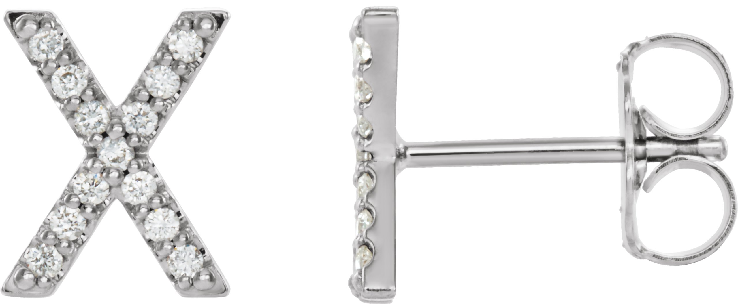 14K White .06 CTW Diamond Single Initial X Earring Ref. 14382922