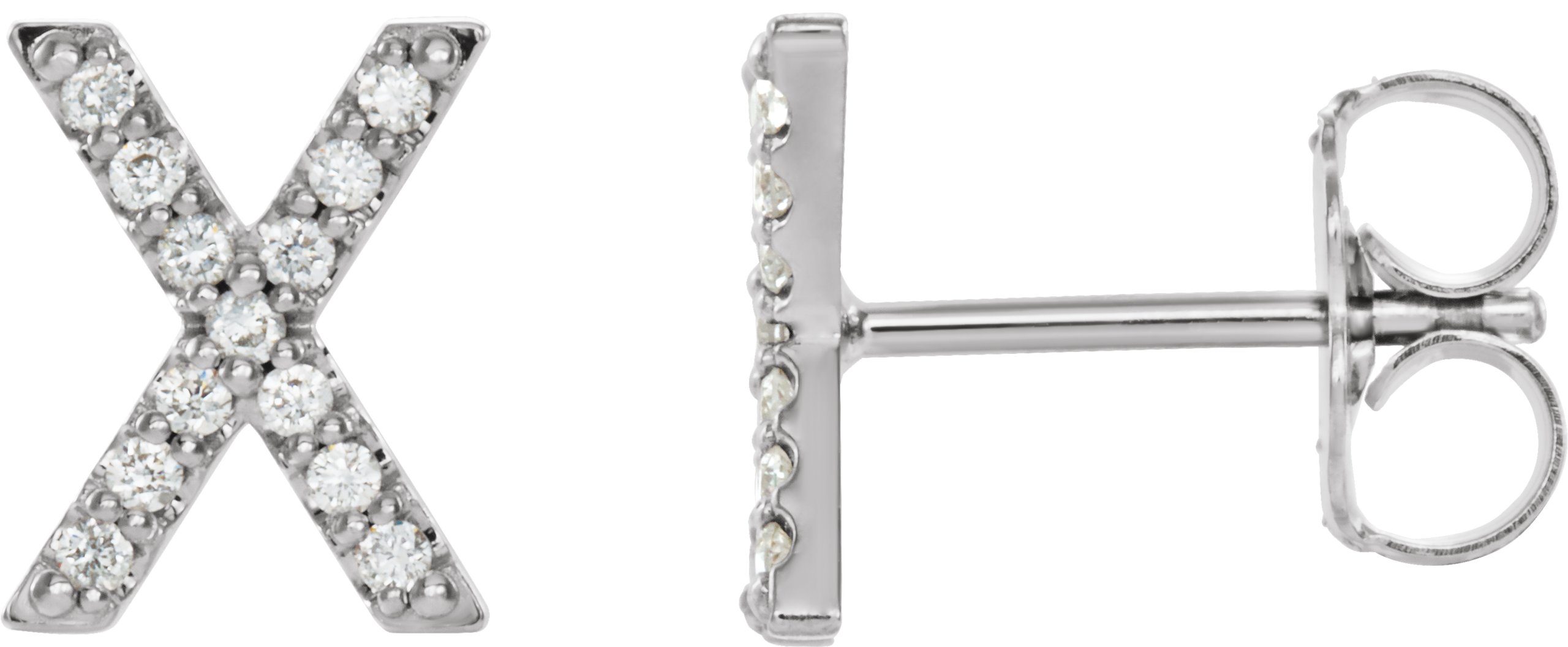 Platinum 1/10 CTW Natural Diamond Initial X Earrings