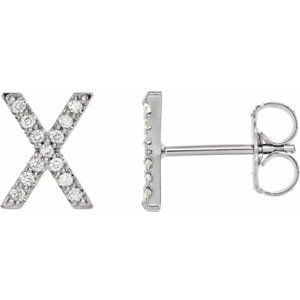 Platinum 1/10 CTW Natural Diamond Initial X Earrings