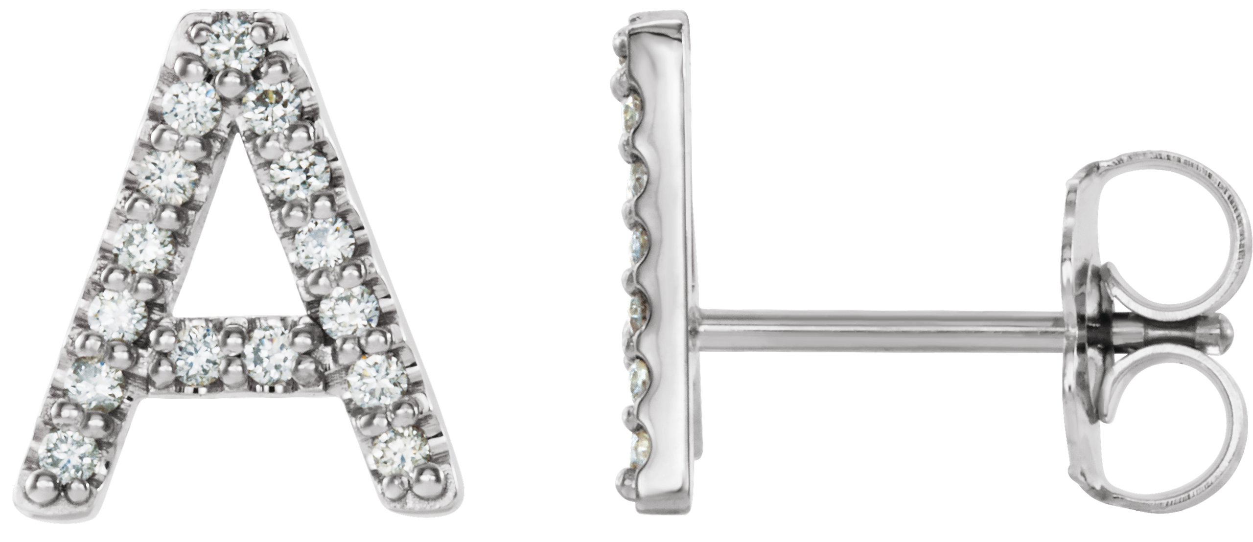 Sterling Silver .06 CTW Diamond Initial A Earring Ref. 14382895