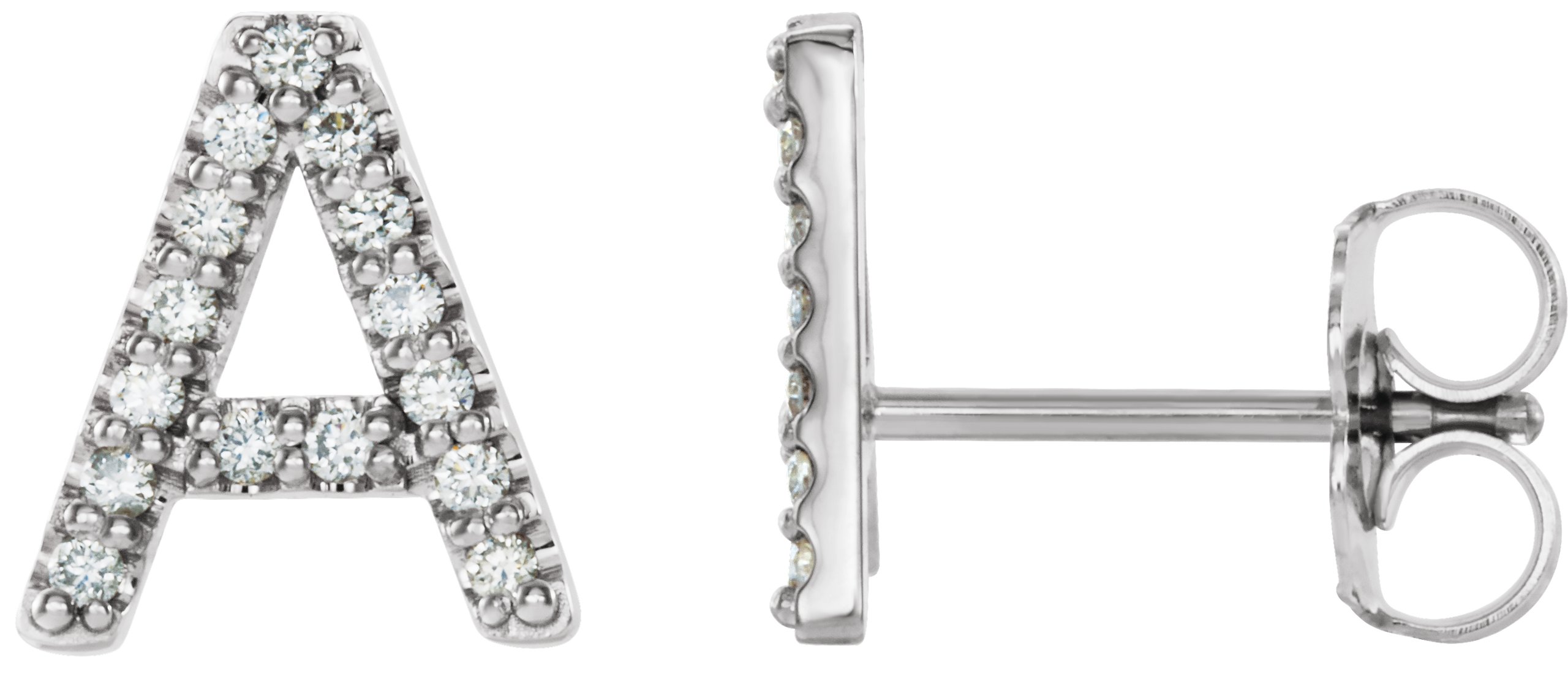 Platinum .04 CTW Natural Diamond Initial A Earrings