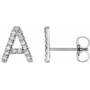 Sterling Silver .04 CTW Natural Diamond Initial A Earrings