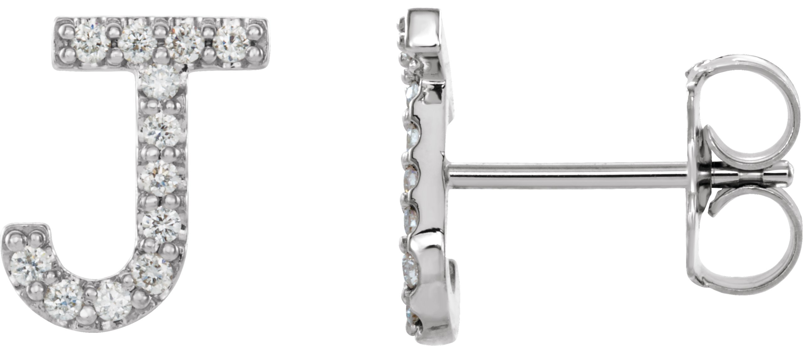 14K White .05 CTW Diamond Single Initial J Earring Ref. 14383343