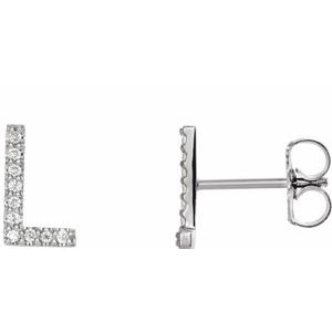 Sterling Silver .08 CTW Natural Diamond Initial L Earrings