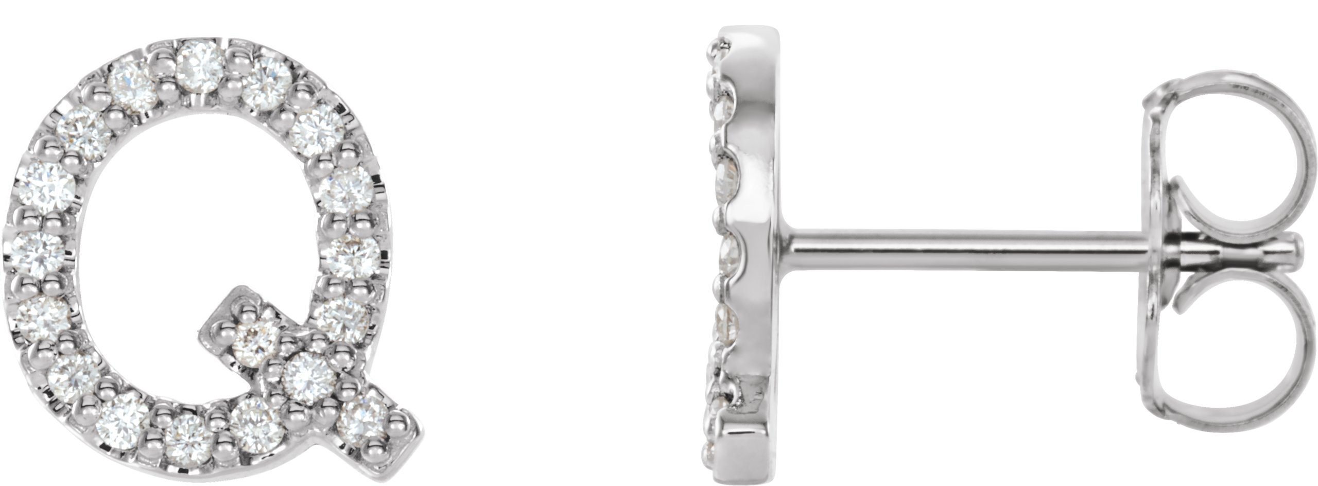 Platinum .07 CTW Diamond Single Initial Q Earring Ref. 14383202