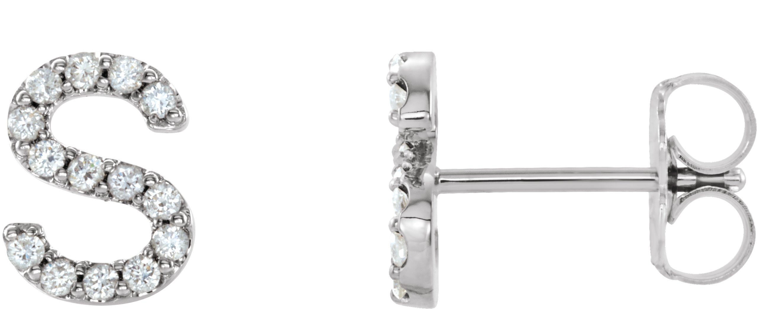14K White .05 CTW Diamond Single Initial S Earring Ref. 14383043
