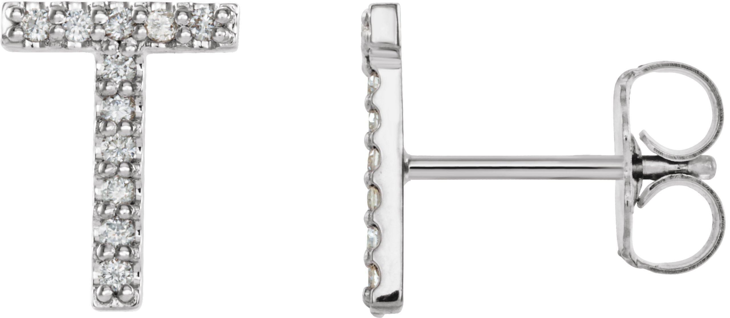 14K White .05 CTW Diamond Single Initial T Earring Ref. 14382883