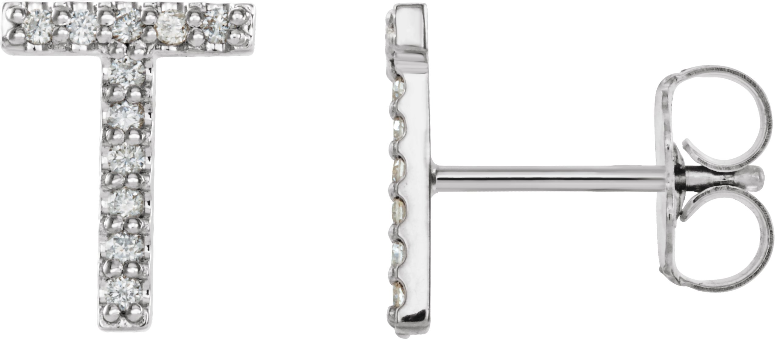 Platinum .05 CTW Diamond Single Initial T Earring Ref. 14383239