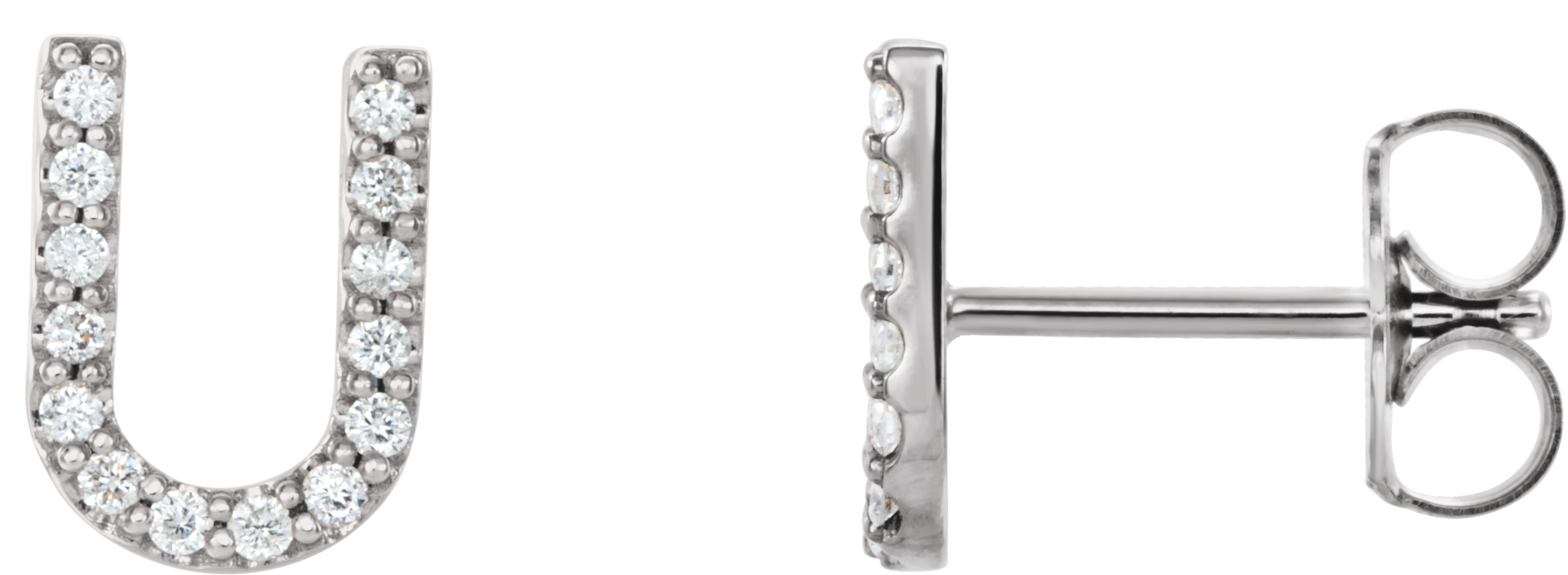 Platinum .06 CTW Diamond Single Initial U Earring Ref. 14383244